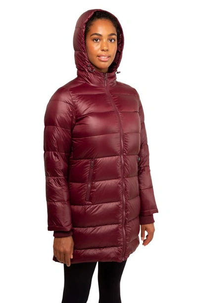 Shop Modern Eternity 3-in-1 Waterproof Quilted Down & Feather Fill Maternity Puffer Coat In Burgundy