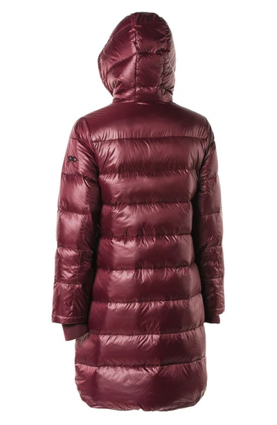 Shop Modern Eternity 3-in-1 Waterproof Quilted Down & Feather Fill Maternity Puffer Coat In Burgundy