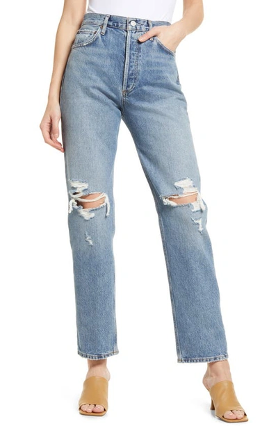 Shop Agolde '90s Pinch Ripped Waist High Waist Jeans In Rule