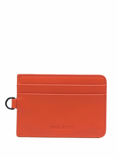 Shop Nina Ricci Embossed Logo Leather Cardholder In Orange