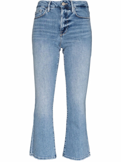 Shop Frame Le Crop Mini Boot Jeans In Blau