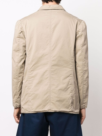 Shop Maison Margiela Notched-lapels Single-breasted Blazer In Nude