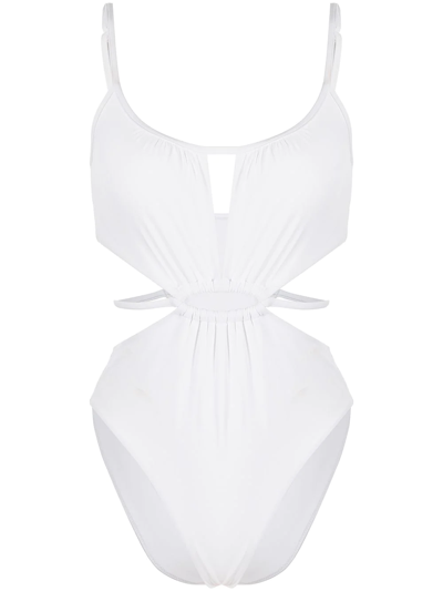 Shop Jonathan Simkhai Cut-out Swimsuit In White