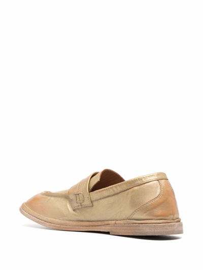 Shop Moma Leather Slip On Loafers In Gold