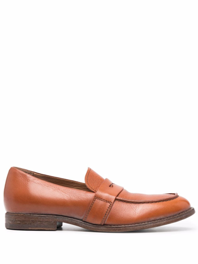 Shop Moma Leather Slip-on Loafers In Orange