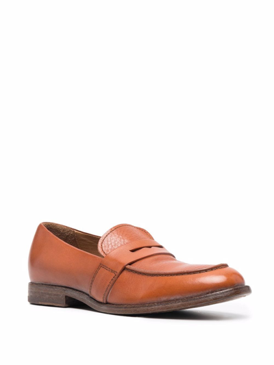 Shop Moma Leather Slip-on Loafers In Orange