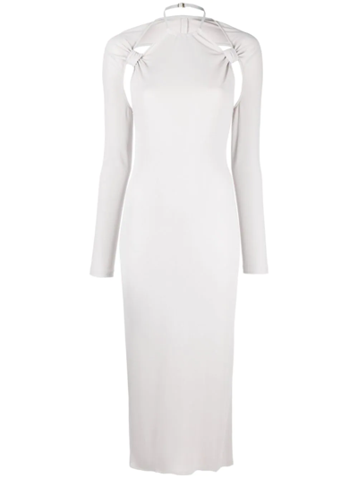 Shop Jacquemus La Robe Nodi Knotted Cut-out Dress. In Grau