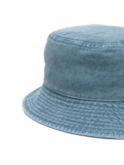 Shop Stussy Logo-embroidered Denim Bucket Hat In Blue