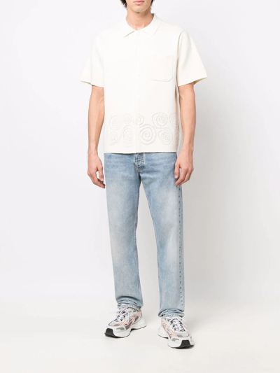 Stussy Perforated Swirl Knit Shirt Off-white Cotton Knit Shirt