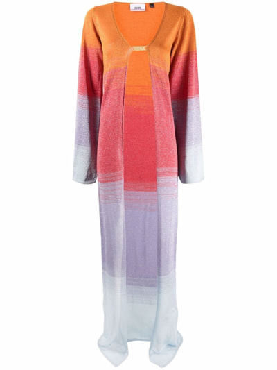 Shop Gcds Lurex Dégradé Knitted Long Cardigan In Violett