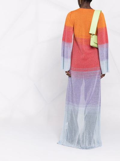 Shop Gcds Lurex Dégradé Knitted Long Cardigan In Violett