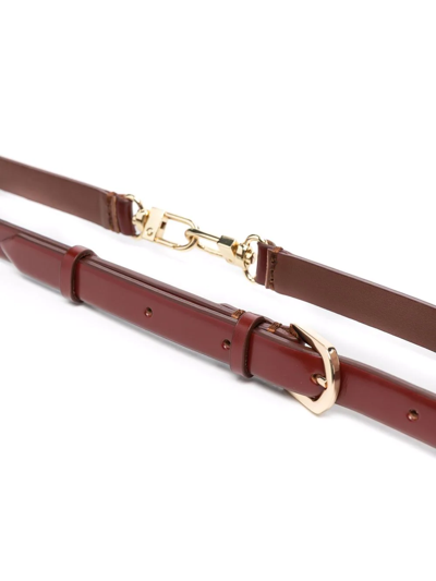 Shop Totême Double-clasp Leather Belt In Braun