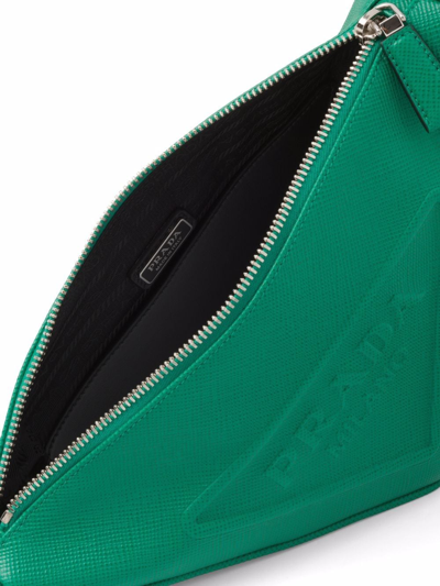 Shop Prada Saffiano Leather Triangle Bag In Grün