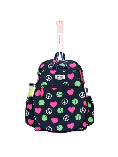 Shop Ame & Lulu Girl's Big Love Tennis Backpack In Navy Multi