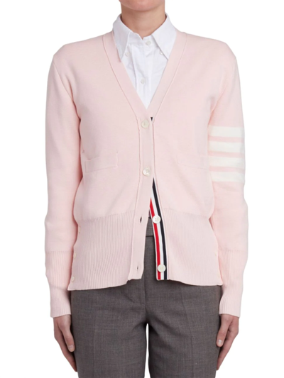 Shop Thom Browne Women's Milano Stitch Four-bar Cotton Cardigan In Light Pink