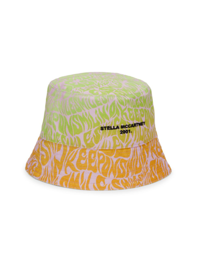 Shop Stella Mccartney Women's Logo Printed Bucket Hat In Pink Orange