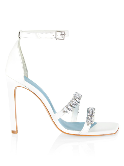 Shop Schutz Women's Linsey Crystal-embellished Leather Sandals In White