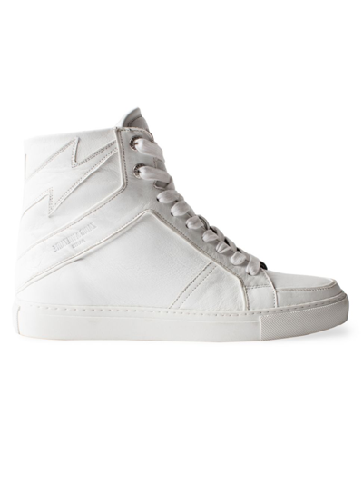 Shop Zadig & Voltaire Women's High Flash Leather Sneakers In White