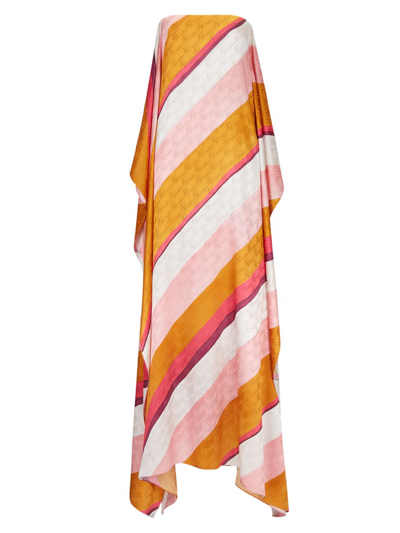 Shop Fendi Women's Diagonal Stripes & Logo Dress In Neutral