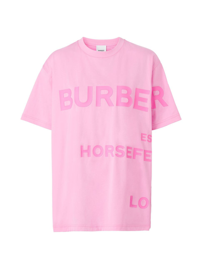 Shop Burberry Women's Logo-print Cotton T-shirt In Geranium Pink