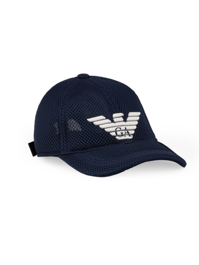 Shop Emporio Armani Boy's Logo Baseball Hat In Blue Navy