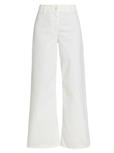 Shop Nili Lotan Women's Megan Brushed Stretch Twill Wide-leg Pants In White