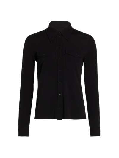 Shop Nili Lotan Women's Aveline Jersey Button-front Shirt In Black