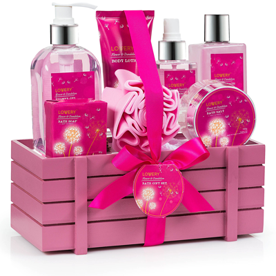 Shop Lovery Home Spa Gift Basket In Pink