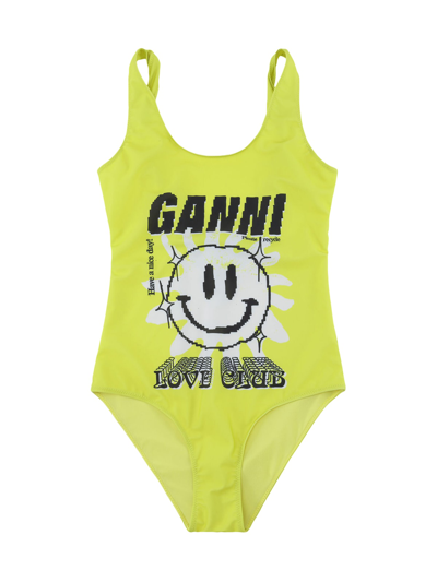 Shop Ganni Recycled Graphic In Blazing Yellow