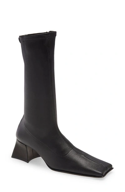 Shop Miista Diana Square Toe Boot In Black Stretch