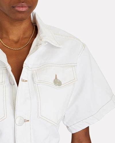 Shop Frame Oversized Button Detail Denim Jumpsuit In White