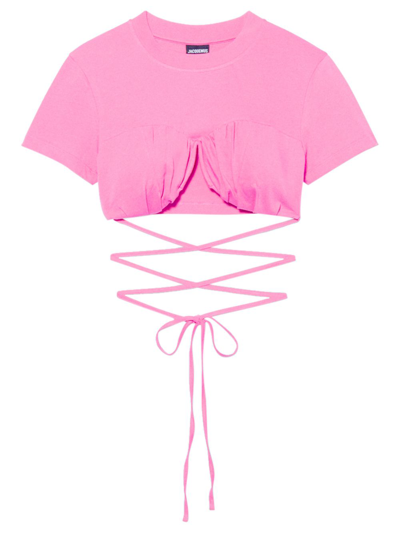 Shop Jacquemus Le T-shirt Basi Dark Pink