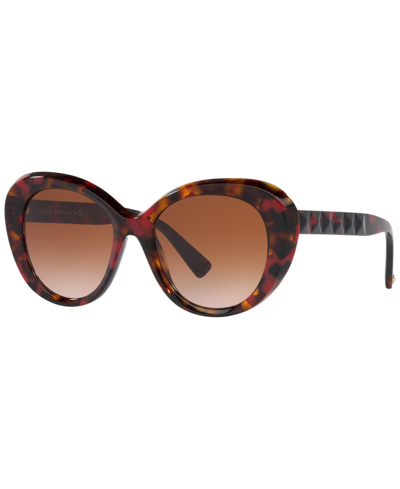 Shop Valentino Women's Sunglasses, Va4113 52 In Red Havana