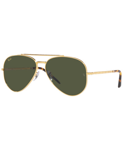 Shop Ray Ban Ray-ban Unisex Sunglasses, Rb3625 New Aviator 62 In Legend Gold-tone