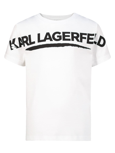 Shop Karl Lagerfeld Kids T-shirt For Boys In White