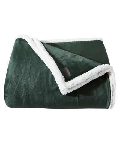 Shop Eddie Bauer Solid Ultra Soft Plush Fleece Reversible Blanket, Full/queen In Dark Pine
