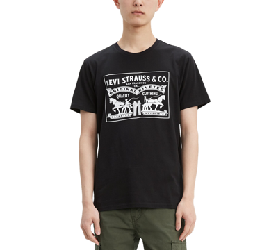 Shop Levi's Men's 2-horse Graphic Regular Fit Crewneck T-shirt In Black
