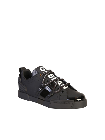 Shop Dolce & Gabbana Logo Print Rubber Sneakers In Black