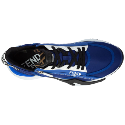 Shop Fendi Flow Sneakers In Blu Neon - Tabacco Neon