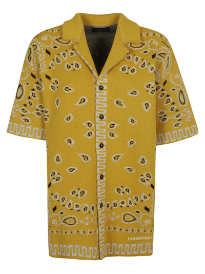 Shop Alanui Cotton Piquet Bandana Shirt In Golden Yellow