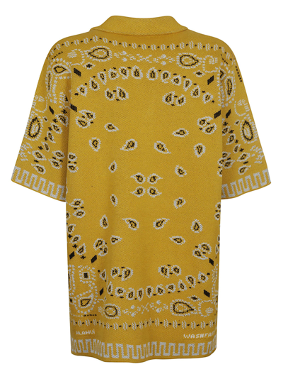 Shop Alanui Cotton Piquet Bandana Shirt In Golden Yellow