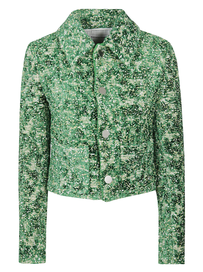 Shop Bottega Veneta Abstract Chenille Jacket In Beige/green