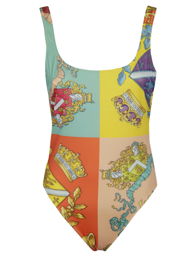 Shop Versace Royal Rebellion Swimsuit In Multicolor