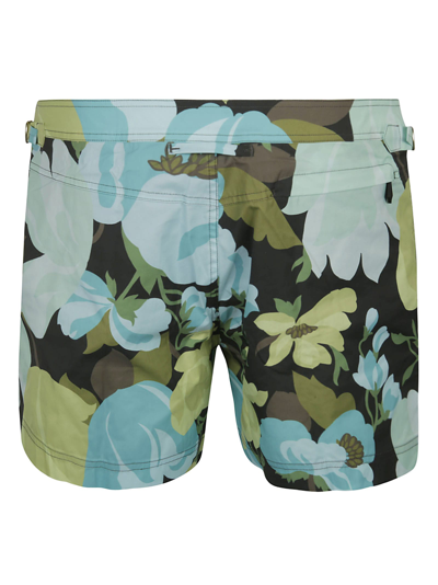 Shop Tom Ford Floral Print Swim Shorts In Aqua