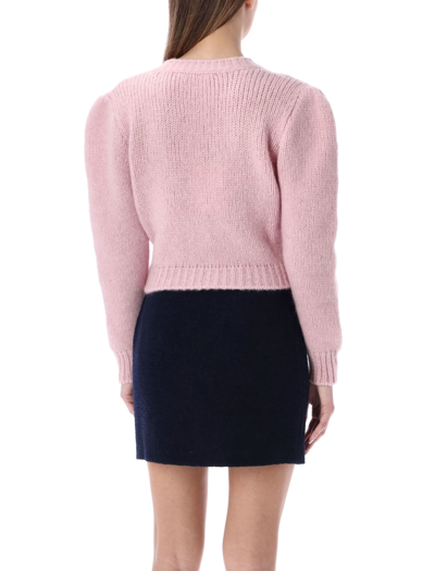 Shop Alessandra Rich Cable Knit Cardigan In Pink