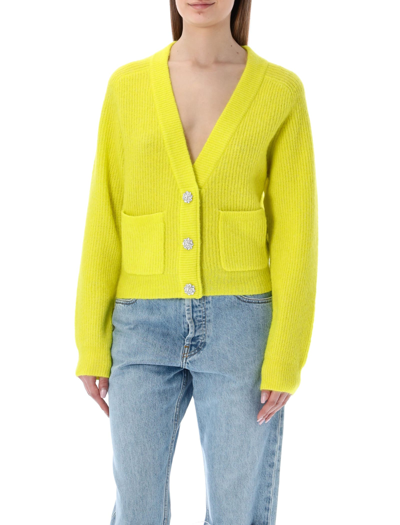 Shop Ganni Relaxed Cardigan In Yellow Sulfur