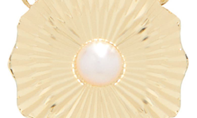 Shop Gorjana Alice Pearl Disc Pendant Necklace In Pearl / Gold