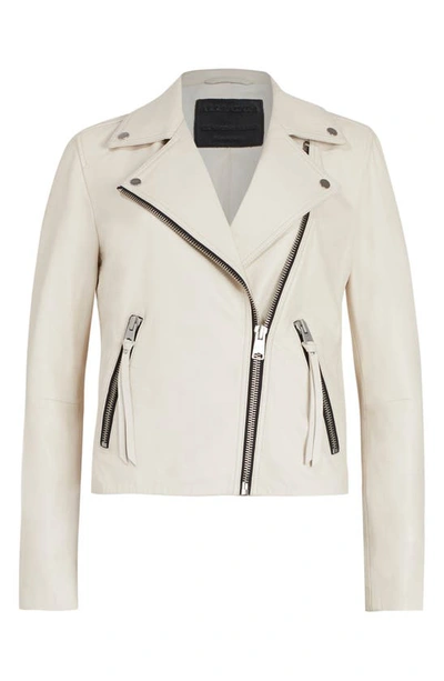 Shop Allsaints Dalby Leather Biker Jacket In White
