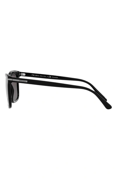 Shop Prada 56mm Gradient Polarized Rectangular Sunglasses In Black/ Polarized Grey Gradient