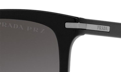 Shop Prada 56mm Gradient Polarized Rectangular Sunglasses In Black/ Polarized Grey Gradient
